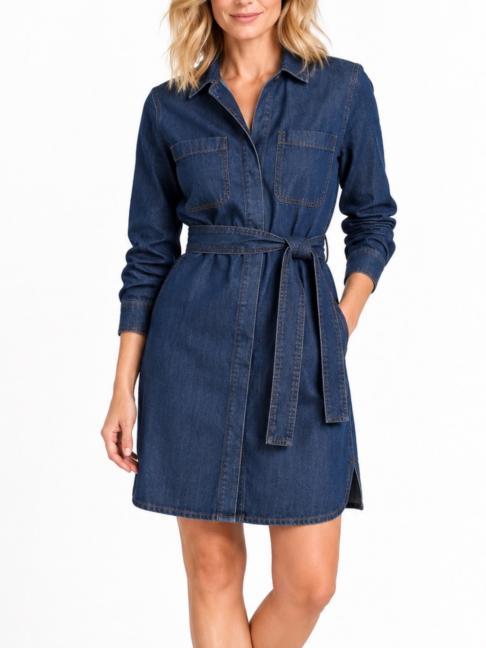 Banana Republic Denim Shirt Dress Small Belted Utility Mini 100% Cotton